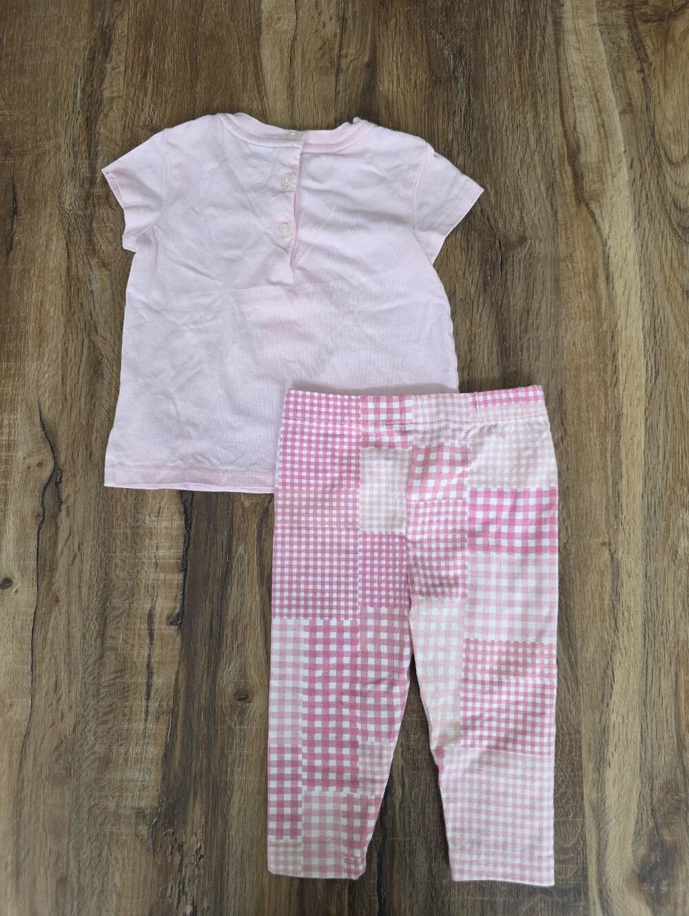 Polo Ralph Lauren Baby Girls Bear T-Shirt & Gingham Leggings Outfit Size 9m